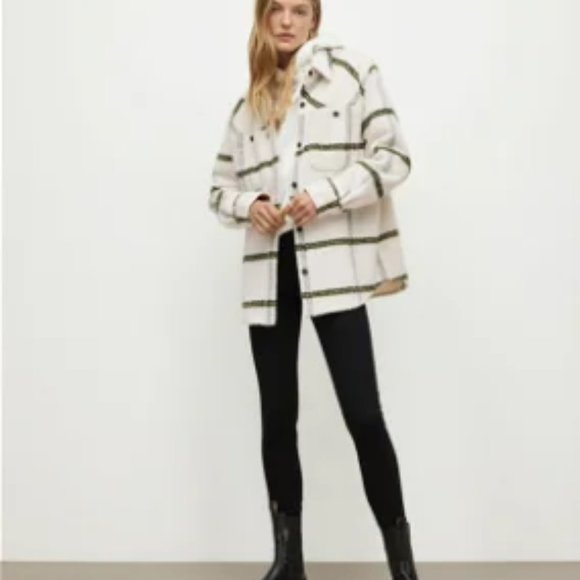 NWT $300 ALL SAINTS heavy windowpane check shacket coat us 8 - Picture 3 of 3